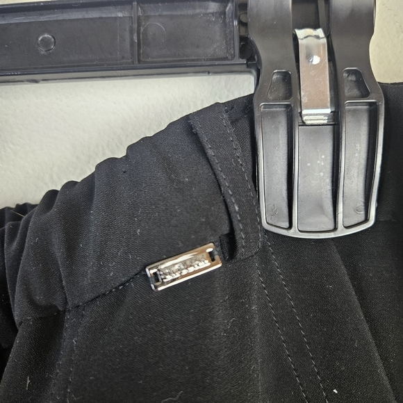 ST. JOHN black Pull-On Elastic Waistband Wide-Leg Pants L Office Career Pockets - Picture 4 of 8